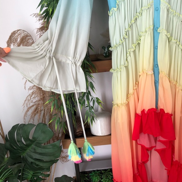 💫Last One💫 Rainbow ombré ruffle midi dress - Picture 7 of 8